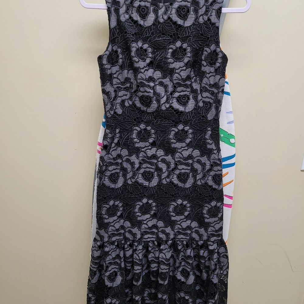 Embroidered black applique Antonio Milan dress size 2
